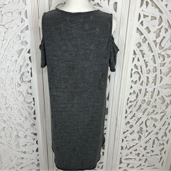 Wrapper London Gray Cold Shoulder Distressed Jersey Dress - Picture 6 of 7